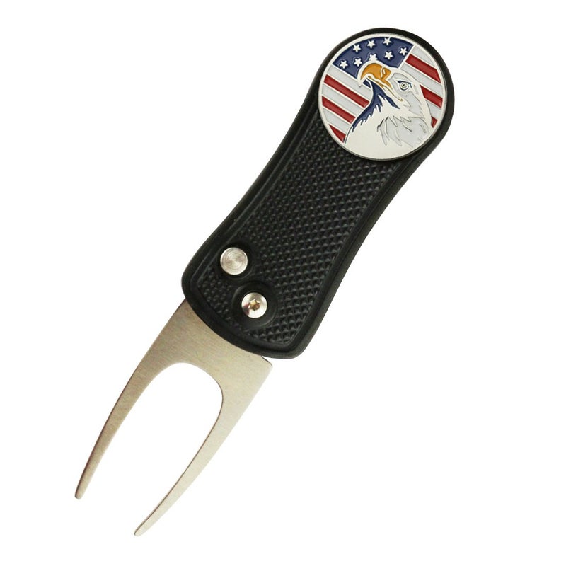 PINMEI Foldable Golf Divot Tool with Golf Ball Marker (Black 04) - Image 1